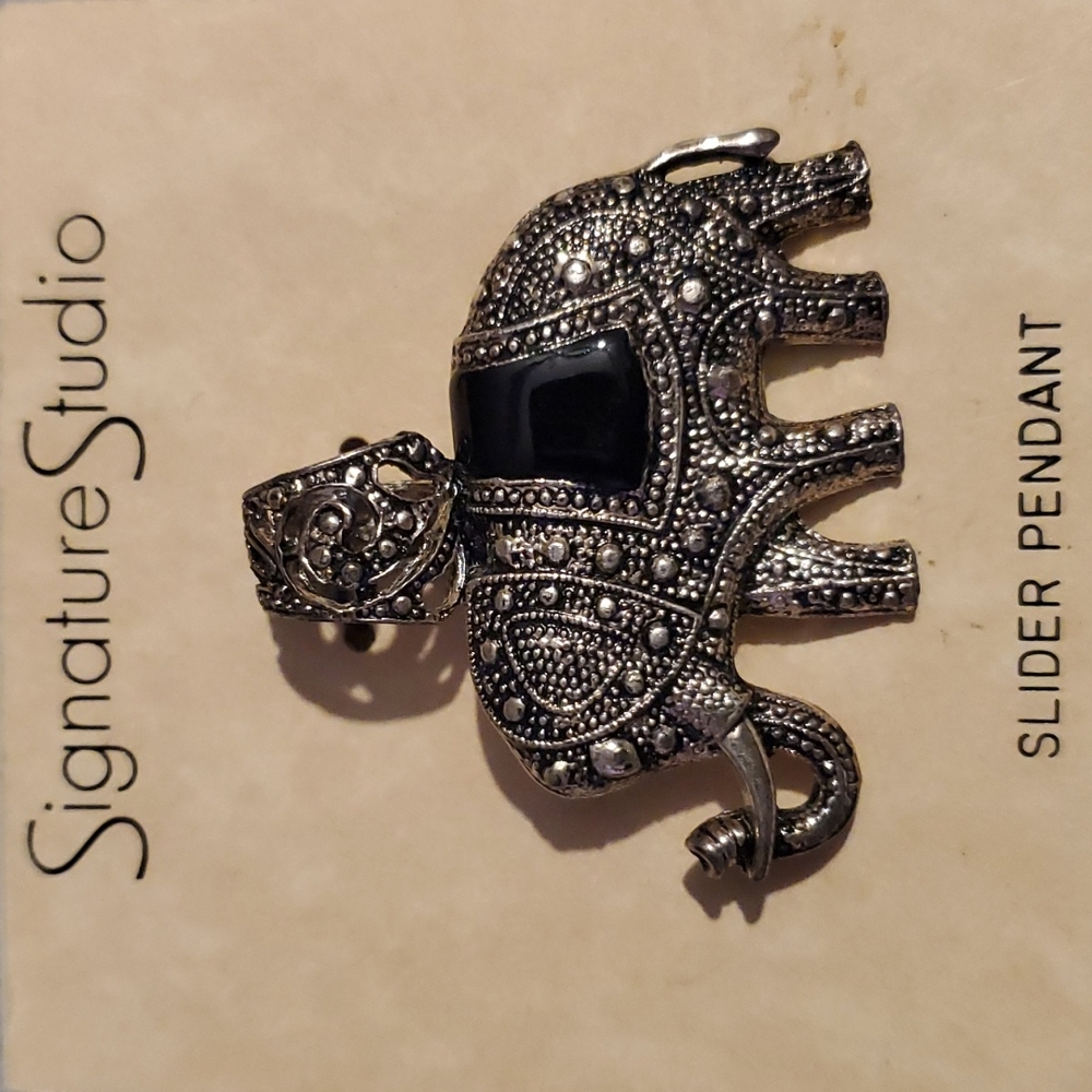 Large Bohemian elephant slider pendant